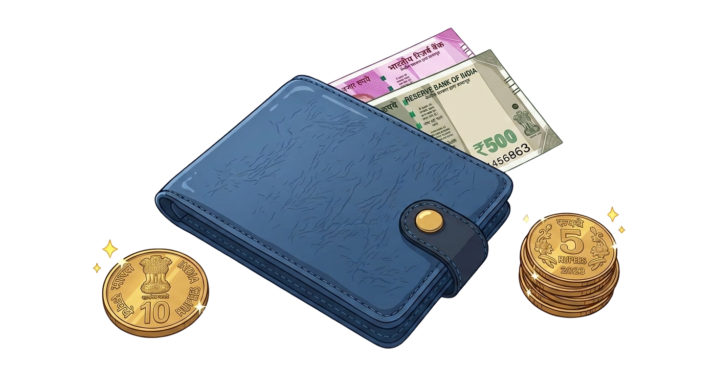 Wallet and income currency illustration